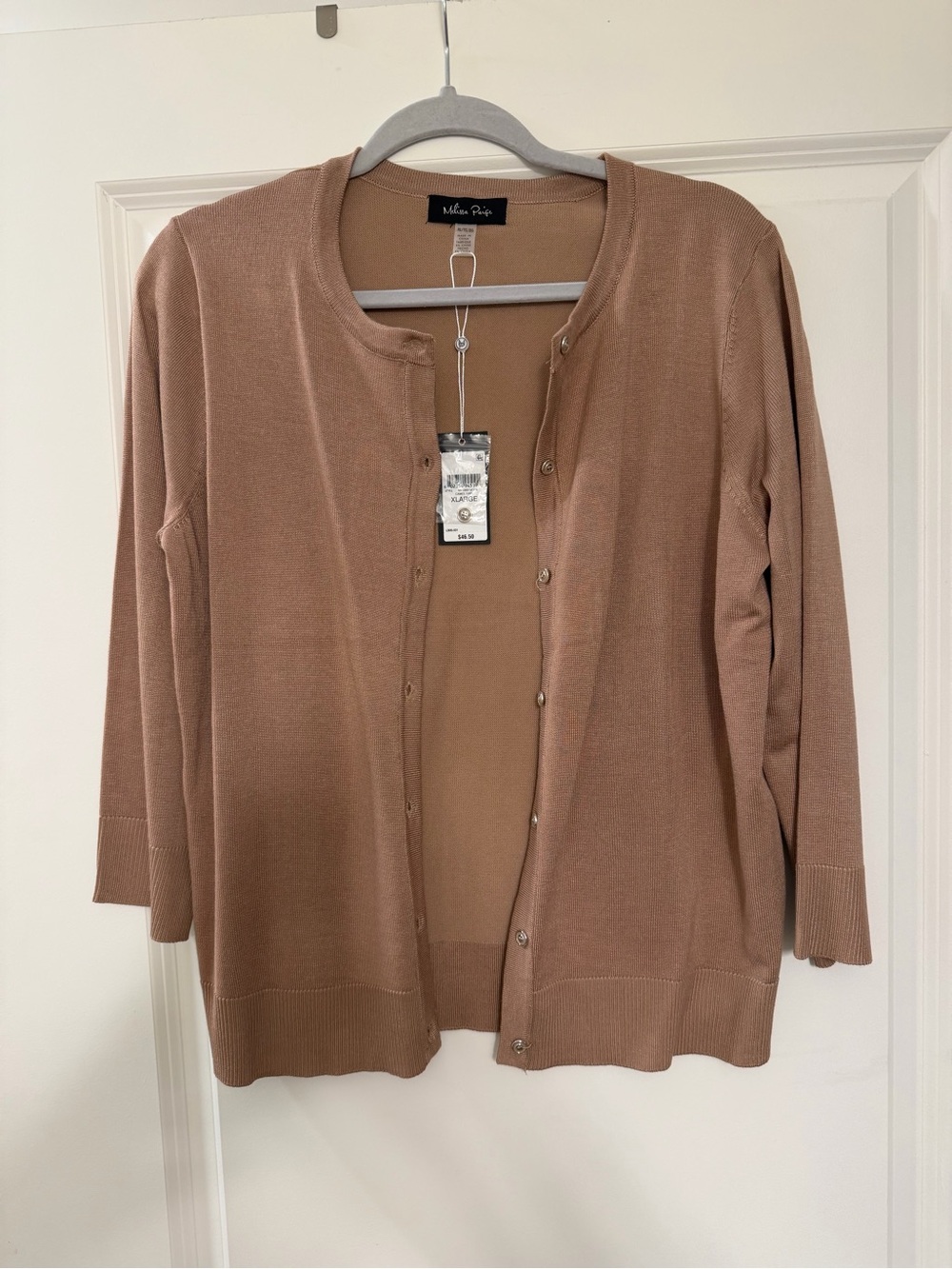 Melissa Paige Button-Front Cardigan in Taupe